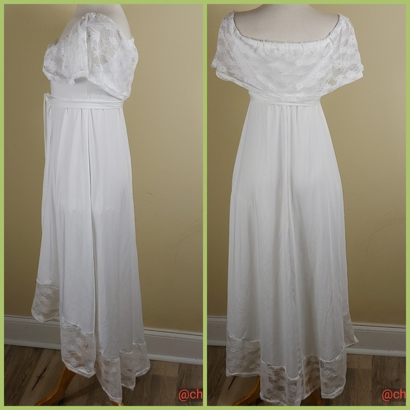 White hi low nightgown w/ sash - Picture 2 of 6